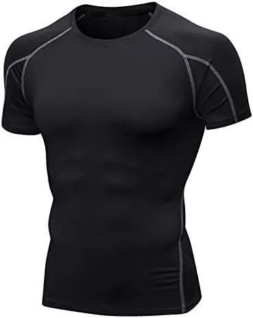 Men's Black Short-Sleeve Rashguard in Black - Athleisure medical scrubs wholesale OEM
