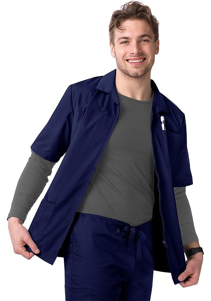 Men's Navy Zip Scrub Jacket in Navy - Athleisure medical scrubs wholesale OEM