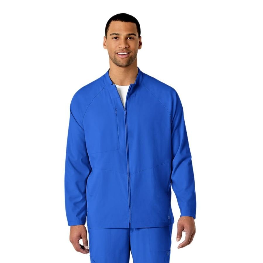 Men's Royal Blue Zip Scrub Jacket in Royal Blue - Athleisure medical scrubs wholesale OEM