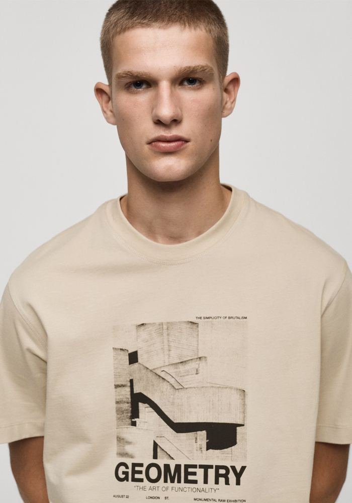 Men's Beige Geometry Scrub Tee in Beige - Athleisure medical scrubs wholesale OEM