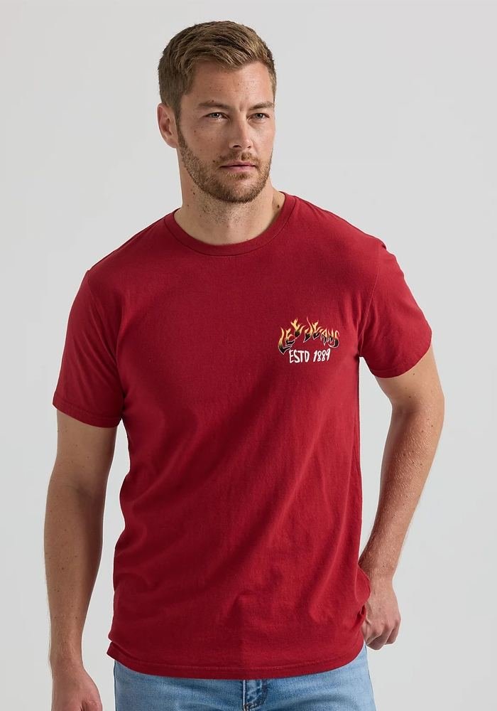 Men's Red Graphic Scrub Tee in Red - Athleisure medical scrubs wholesale OEM