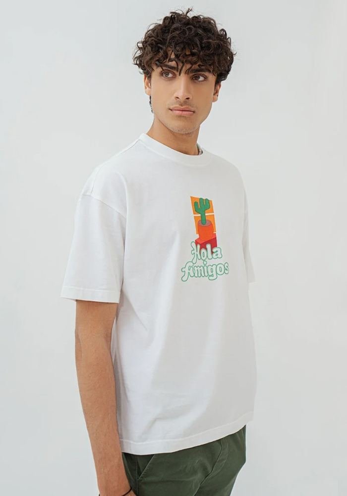 Men's White Hola Amigos Scrub Tee in White - Athleisure medical scrubs wholesale OEM
