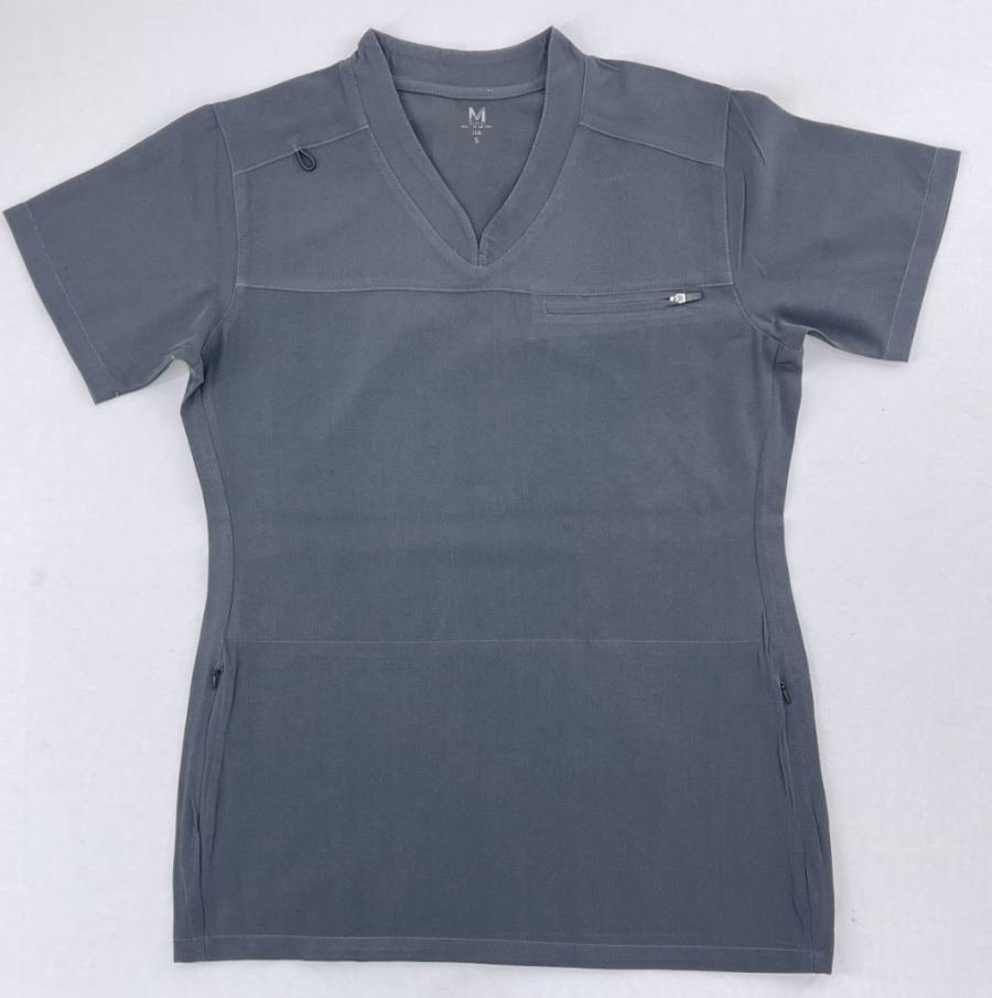 Men's Charcoal Zip-Pocket Scrub Top in Charcoal - Athleisure medical scrubs wholesale OEM