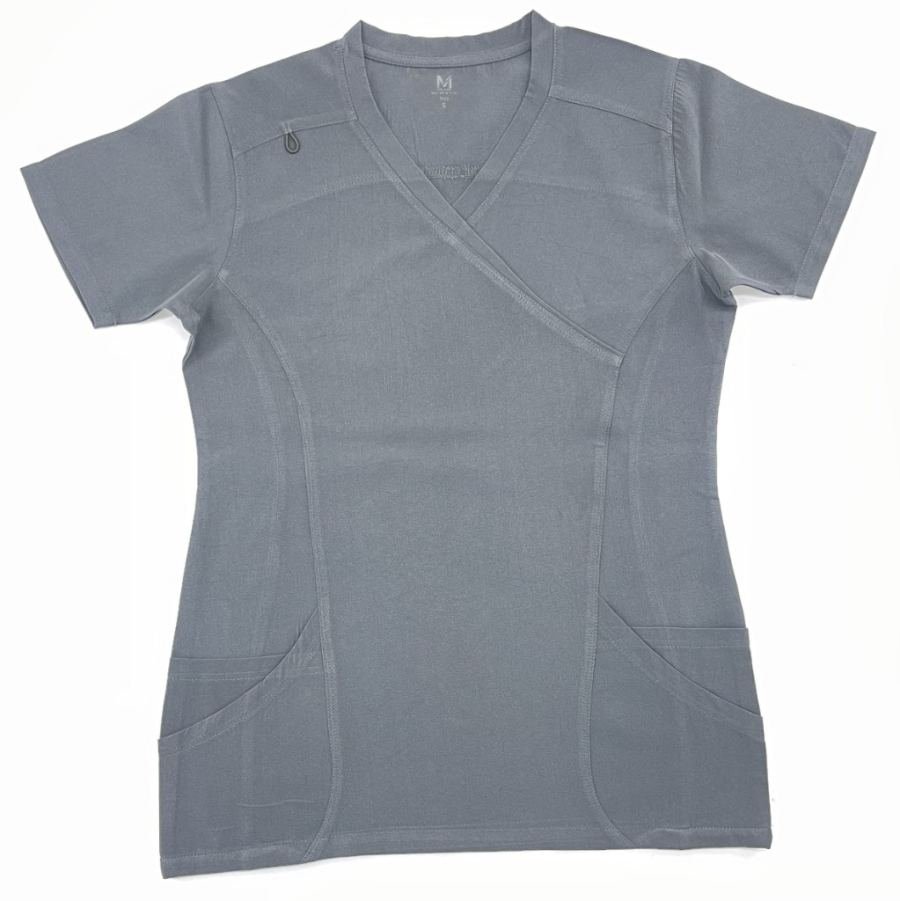 Men's Grey Mock-Wrap Scrub Top in Grey - Athleisure medical scrubs wholesale OEM