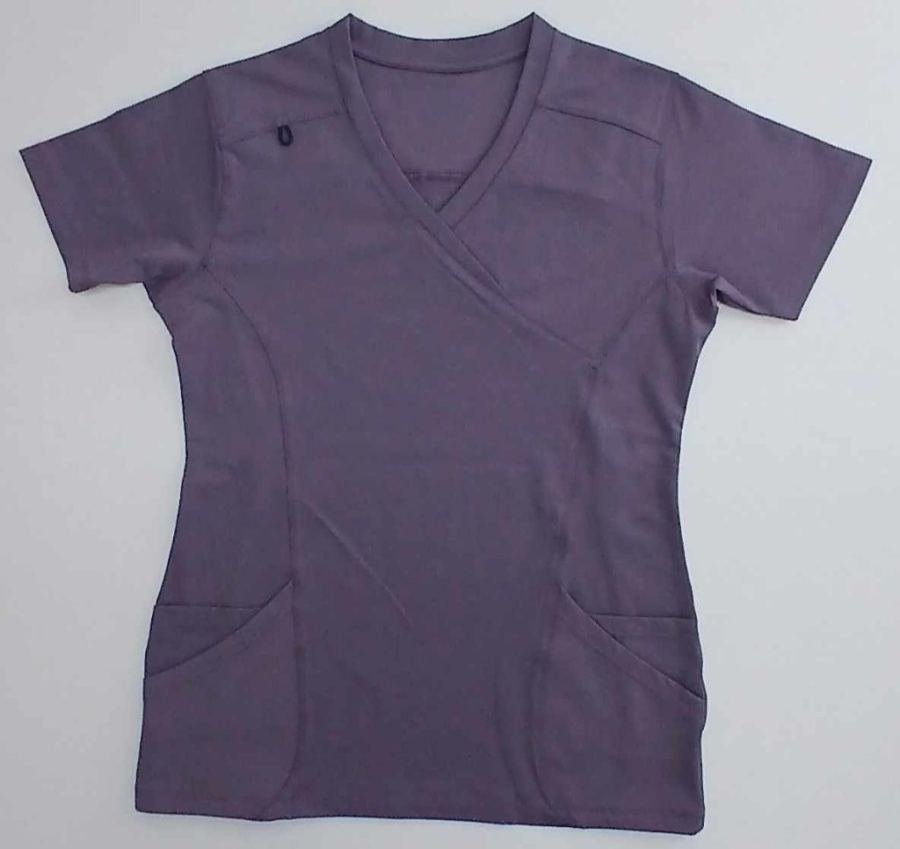 Men's Plum Mock-Wrap Scrub Top in Plum - Athleisure medical scrubs wholesale OEM