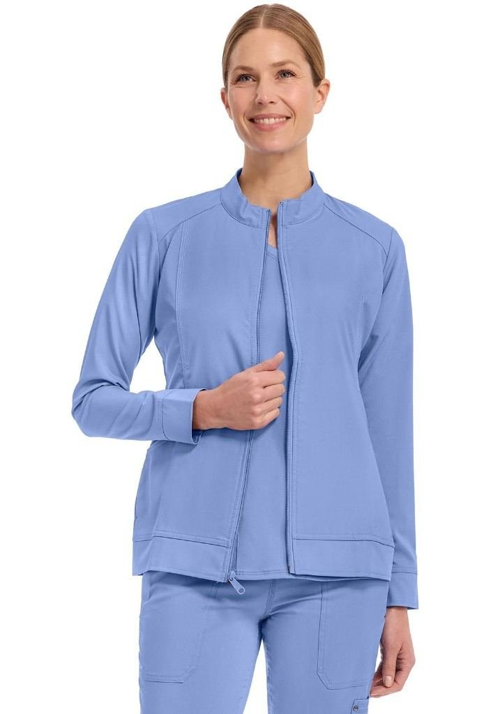 Women's Periwinkle Zip Scrub Jacket in Periwinkle — Premium FIONx stretch fabric private label scrubs
