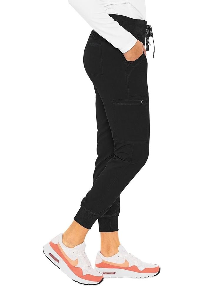 Women's Black Jogger Scrub Pants in Black — Premium FIONx stretch fabric private label scrubs