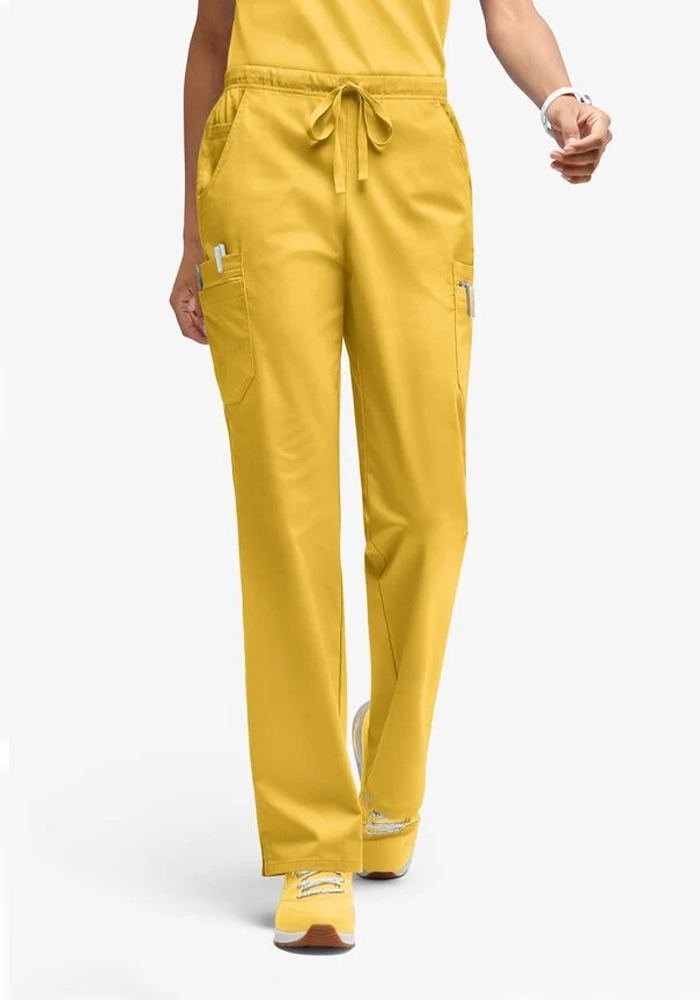 Women's Canary Yellow Cargo Scrub Pants in Canary Yellow — Premium FIONx stretch fabric private label scrubs