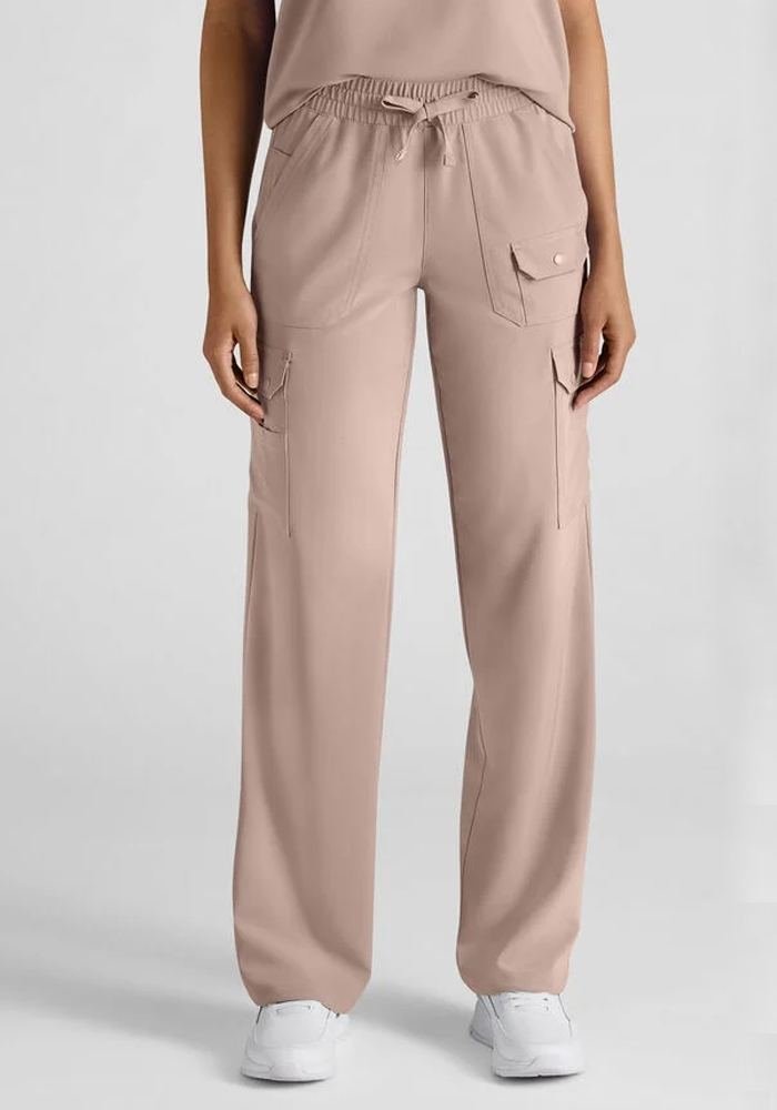 Women's Dusty Rose Cargo Scrub Pants in Dusty Rose — Premium FIONx stretch fabric private label scrubs