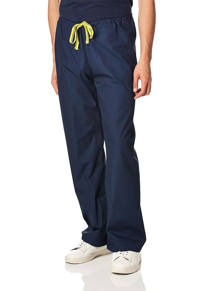 Women's Navy Contrast-Tie Scrub Pants in Navy — Premium FIONx stretch fabric private label scrubs