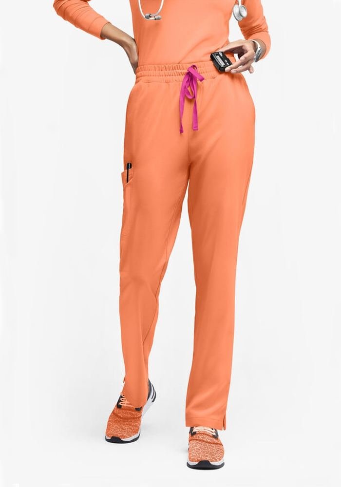 Women's Peach Slim Cargo Scrub Pants in Peach — Premium FIONx stretch fabric private label scrubs