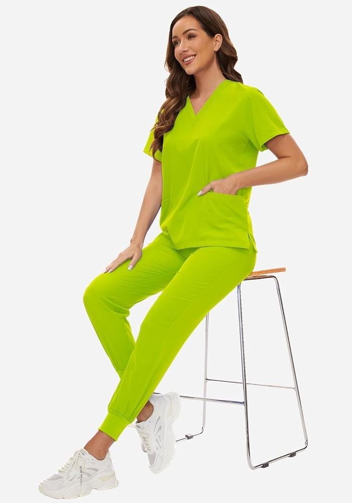 Women's Teal Underscrub & Charcoal Pant Set in Teal / Charcoal — Premium FIONx stretch fabric private label scrubs