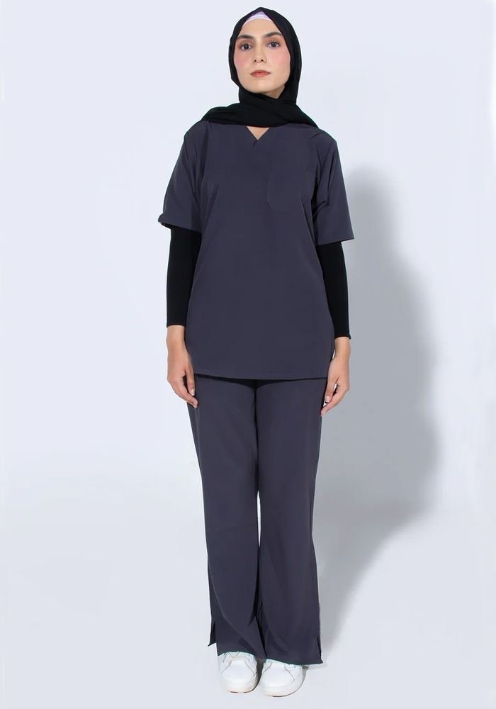 Women's Beige Wrap Scrub Suit in Beige — Premium FIONx stretch fabric private label scrubs