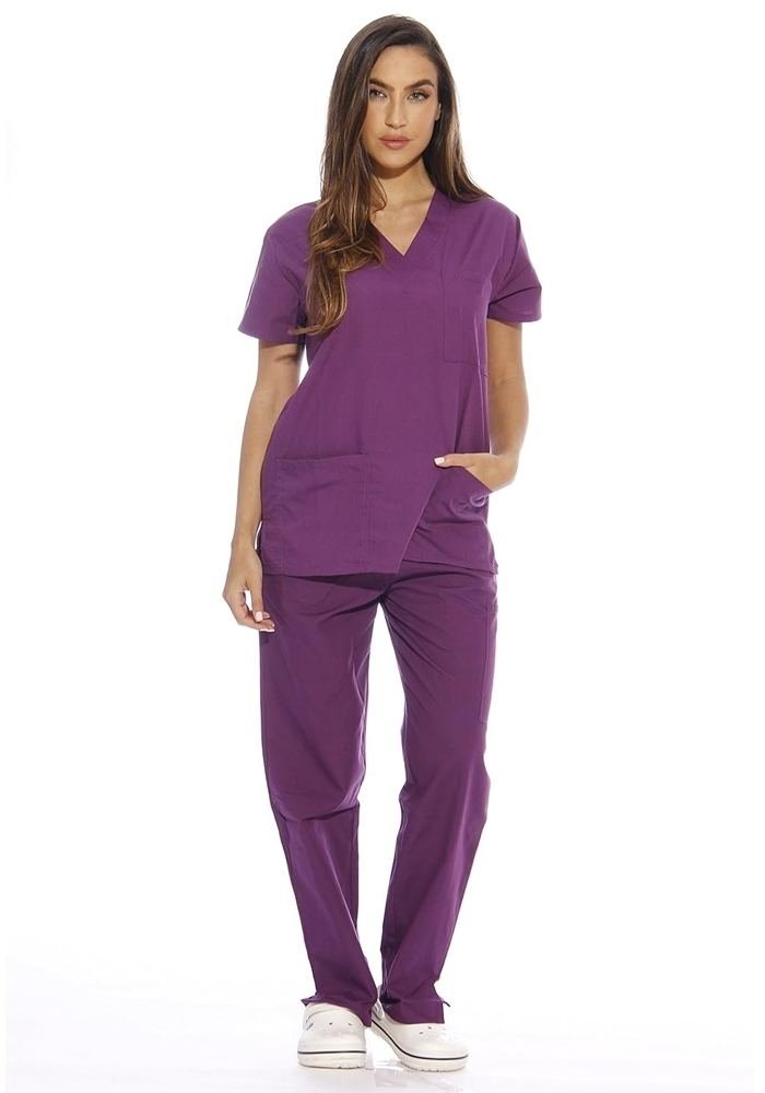 Women's Lilac Scrub Suit in Lilac — Premium FIONx stretch fabric private label scrubs