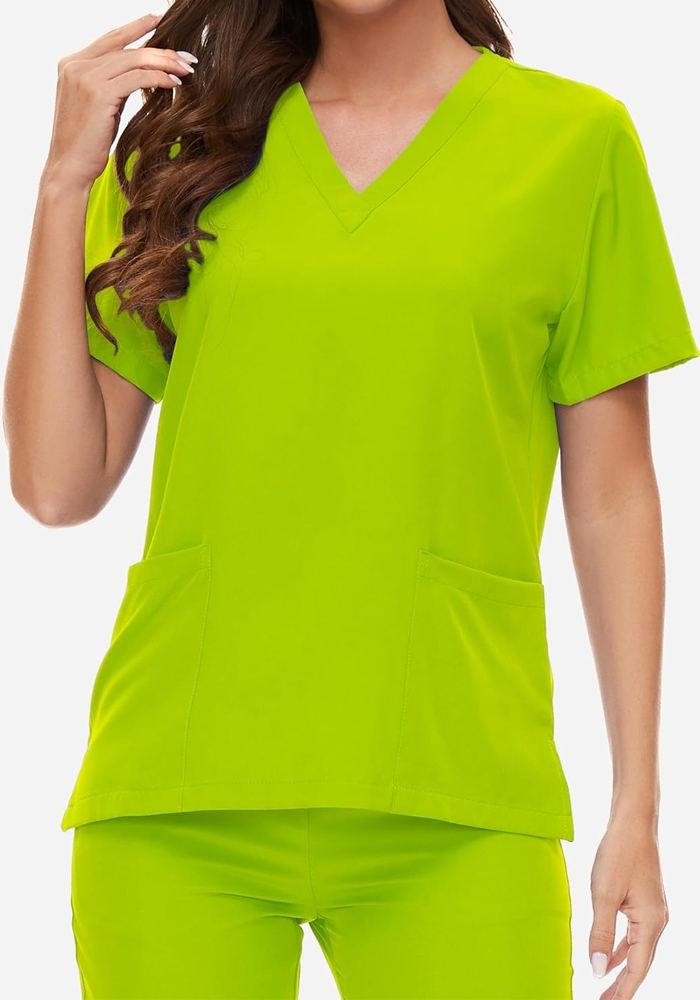 Women's Pink Round-Neck Modest Scrub Suit in Pink — Premium FIONx stretch fabric private label scrubs
