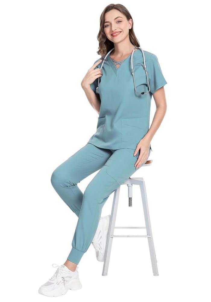 Women's Purple Classic Scrub Suit in Purple — Premium FIONx stretch fabric private label scrubs