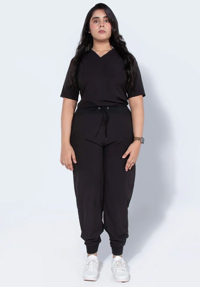 Women's Teal Cross-Neck Jogger Scrub Suit in Teal — Premium FIONx stretch fabric private label scrubs