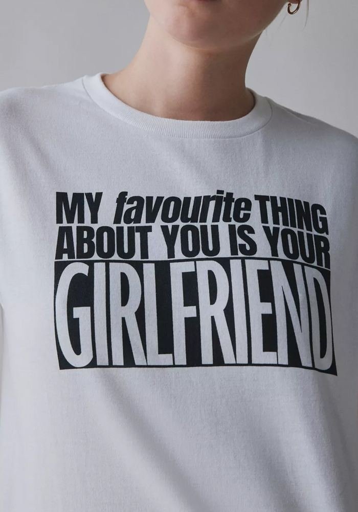 Women's Favourite Girlfriend Graphic Scrub Tee in White — Premium FIONx stretch fabric private label scrubs