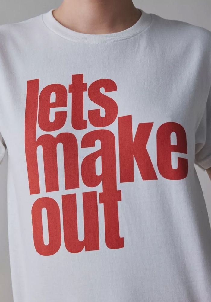 Women's Lets Make Out Graphic Scrub Tee in White — Premium FIONx stretch fabric private label scrubs