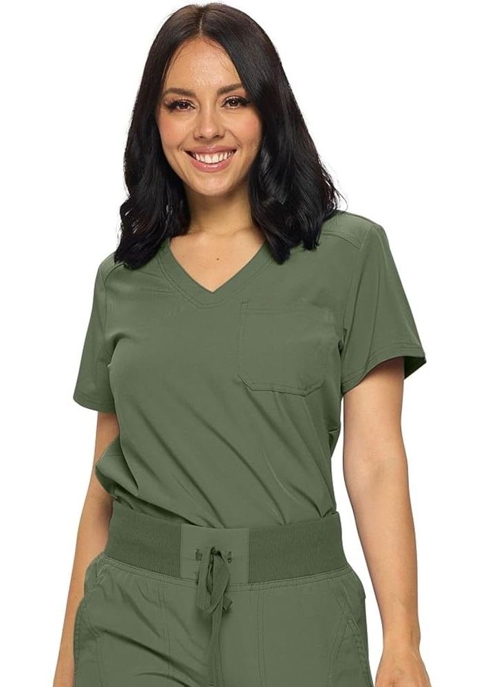 Women's Charcoal Modest Scrub Top in Charcoal — Premium FIONx stretch fabric private label scrubs