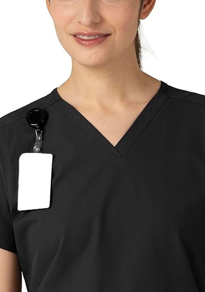 Women's Maroon Mesh-Panel Scrub Top in Maroon — Premium FIONx stretch fabric private label scrubs