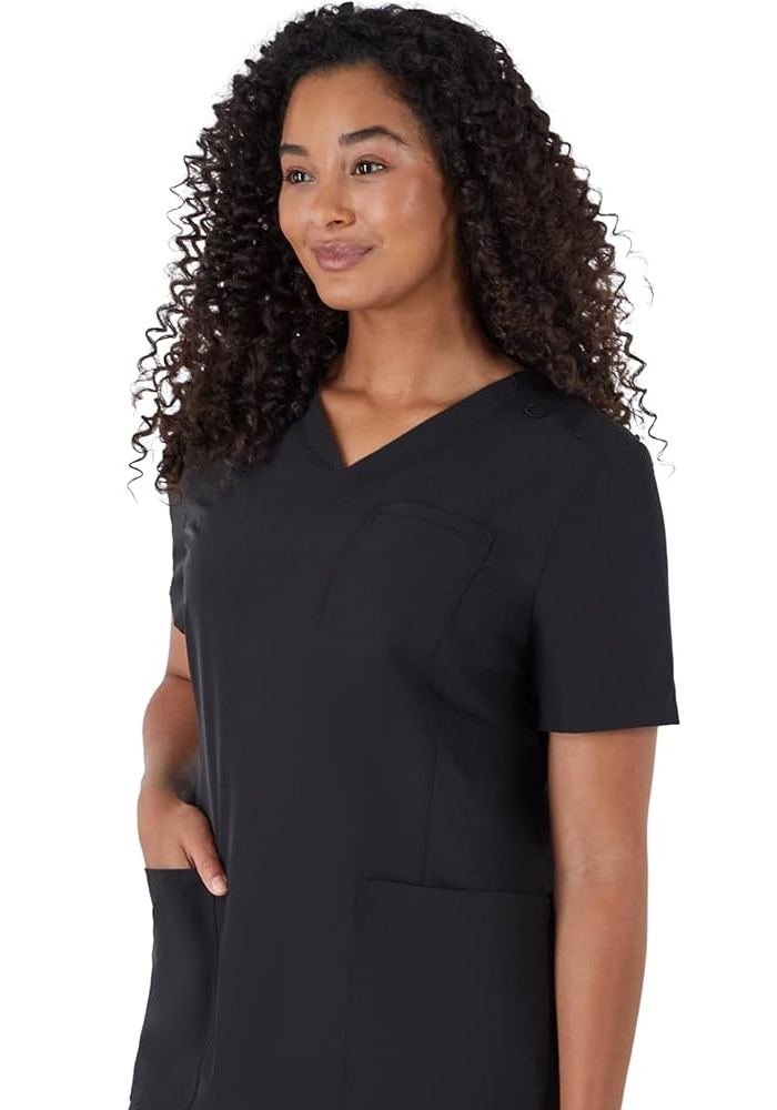 Women's Navy Utility Scrub Top in Navy — Premium FIONx stretch fabric private label scrubs