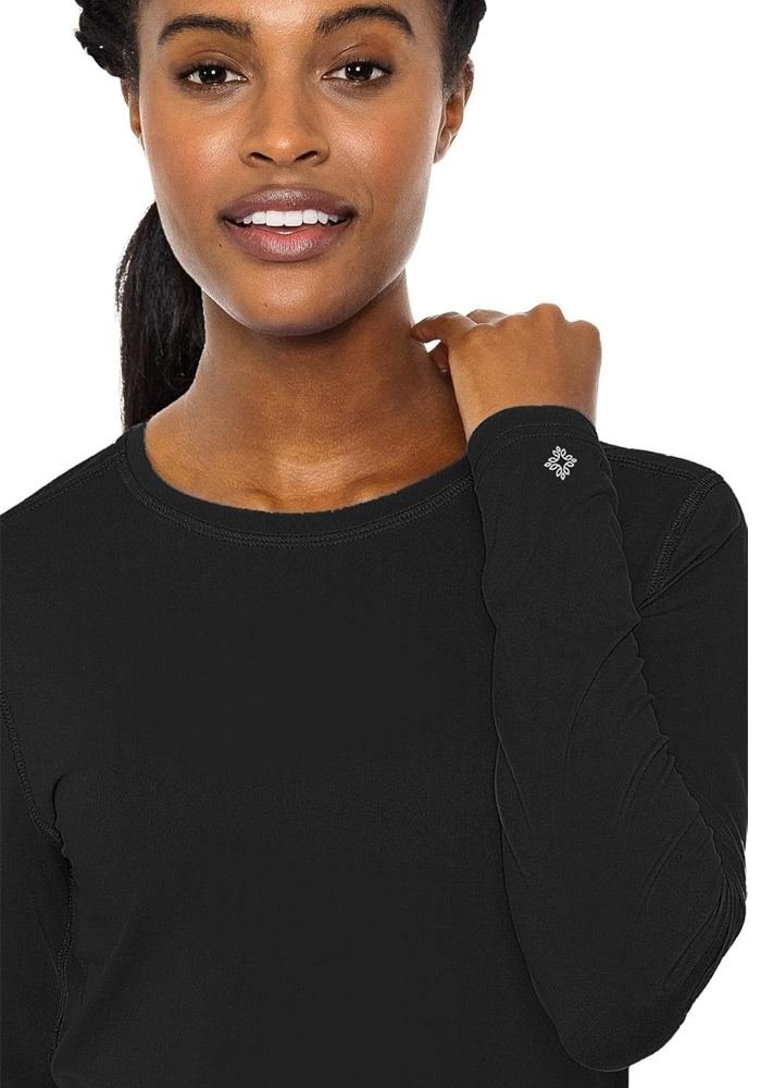 Women's Heather Grey Long-Sleeve Crew Wrist Detail Scrub Top in Heather Grey — Premium FIONx stretch fabric private label scrubs