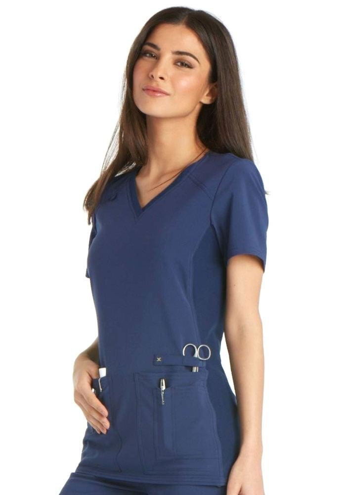 Women's Royal Blue Mandarin Scrub Top in Royal Blue — Premium FIONx stretch fabric private label scrubs